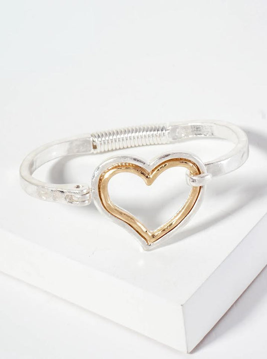 Silver and Gold Heart Bracelet