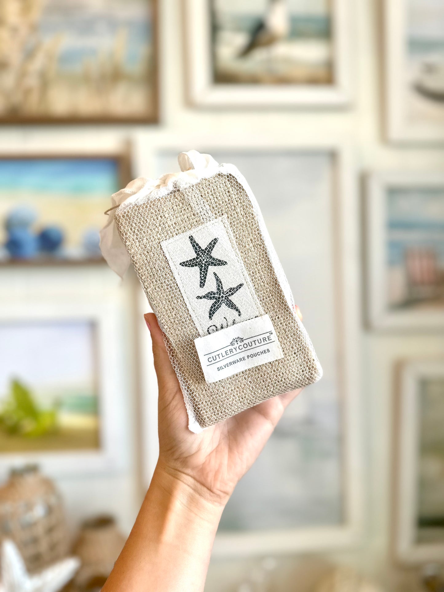 Navy Star Fish Cutlery Pouches (Set of 8)