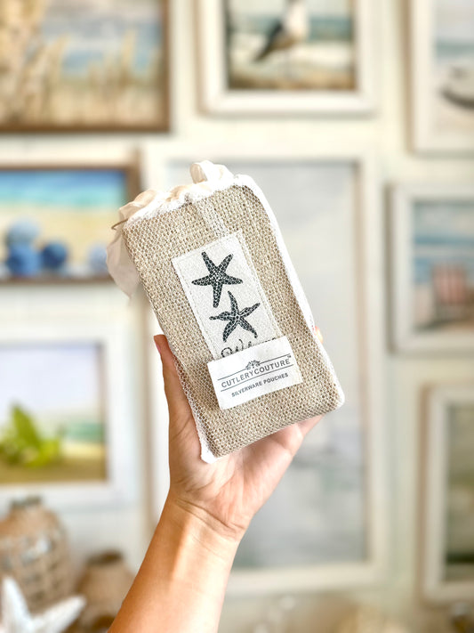 Navy Star Fish Cutlery Pouches (Set of 8)