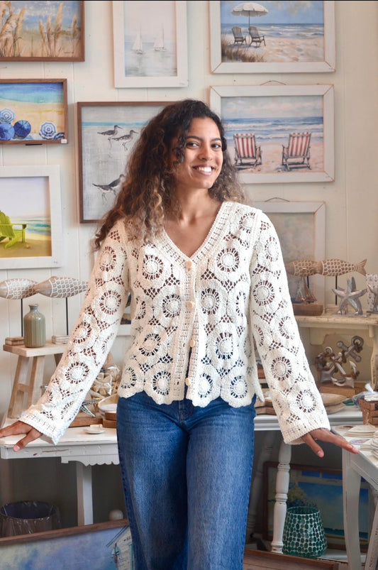 Ivory Crochet Sweater